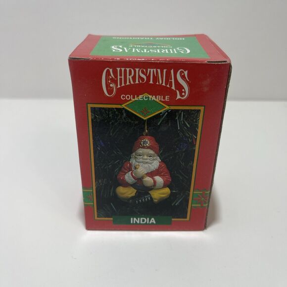 Vtg  Christmas Collectable India Santa Ornament Santas Around World 1995 NIB - Picture 1 of 2